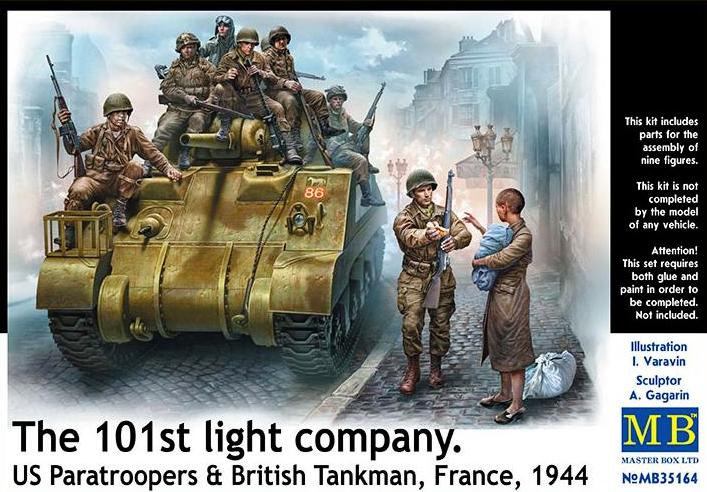 Master Box 101st Light Company. US Paratroopers and British Tankmen, France, 1944
