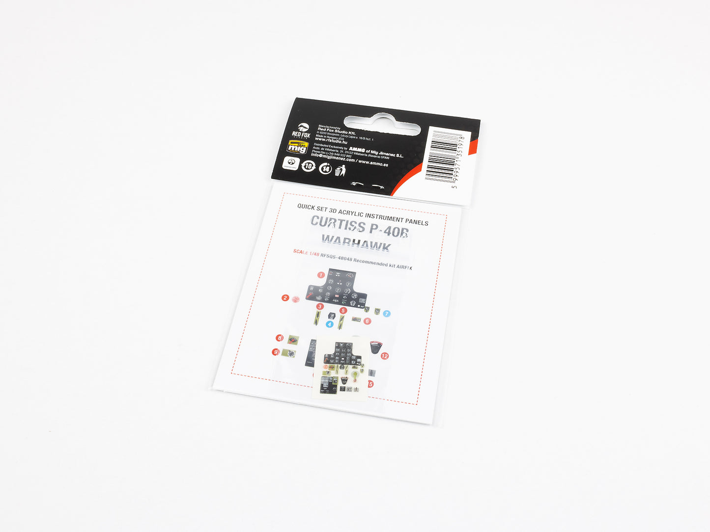 Red Fox Studio 1/48 Cockpit Set For Airfix Curtiss P-40B Warhawk RFSQS-48048