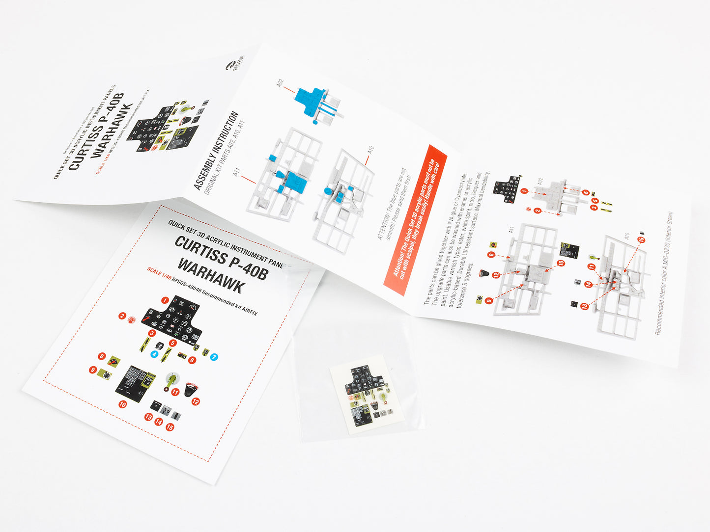 Red Fox Studio 1/48 Cockpit Set For Airfix Curtiss P-40B Warhawk RFSQS-48048