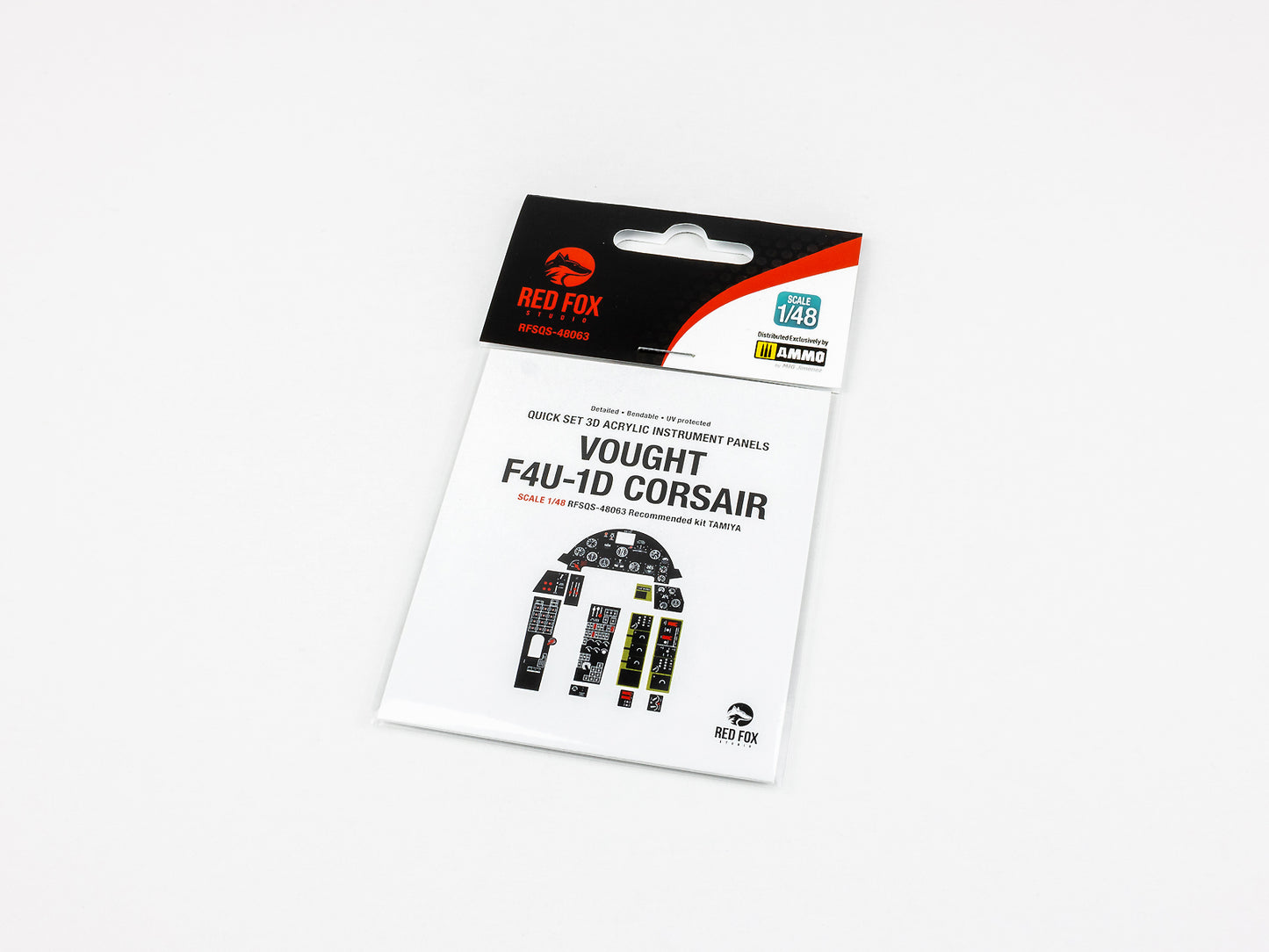 Red Fox Studio RFSQS-48063 1/48 F4U-1D Corsair Cockpit Set – pre-coloured 3D resin instrument panels for Tamiya kit with authentic US Navy/USMC cockpit detail.