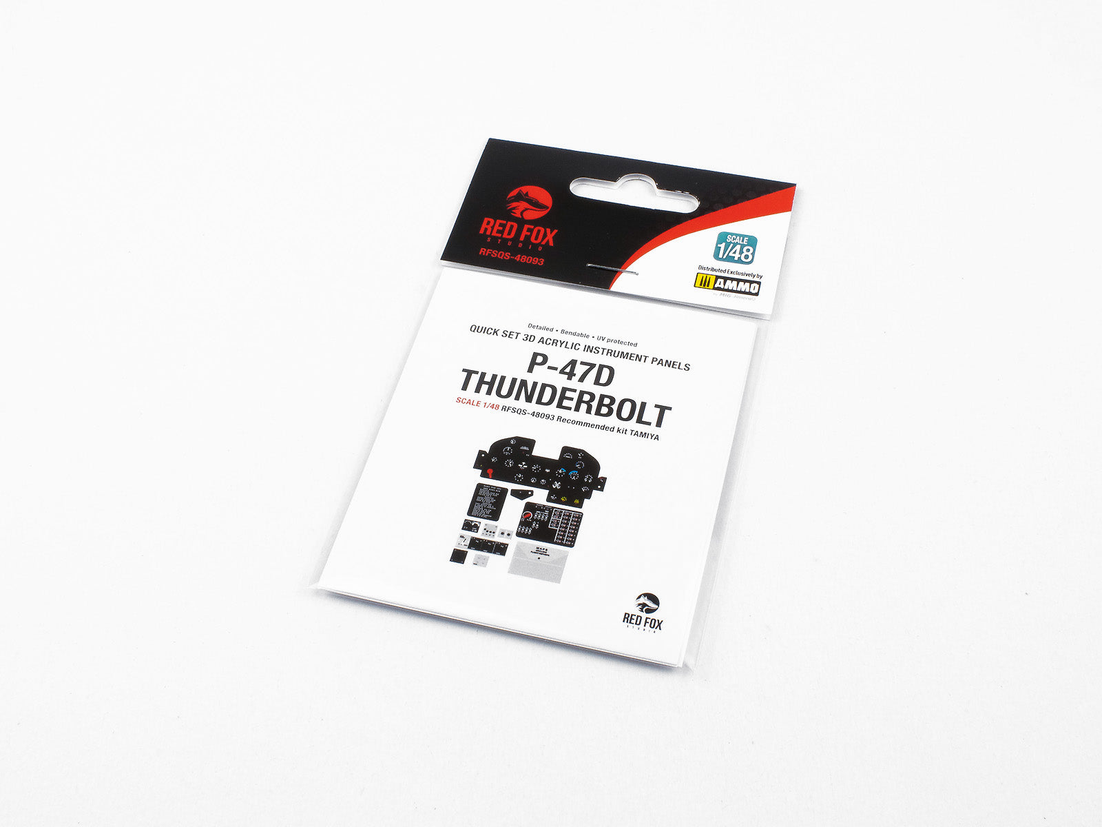Red Fox Studio RFSQS-48093 1/48 P-47D Thunderbolt Cockpit Set – pre-coloured 3D resin panels for Tamiya kit with USAAF cockpit detail.