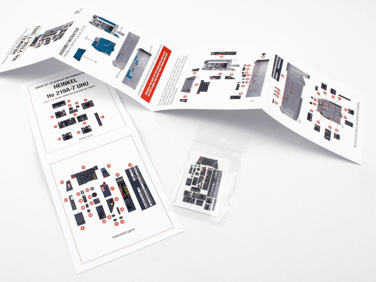 Red Fox Studio 1/48 Cockpit Set For Tamiya HE 219A-7 Uhu RFSQS-48094