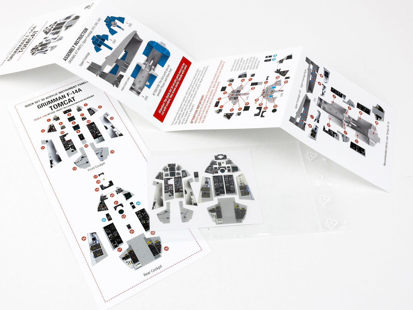 Red Fox Studio 1/48 Cockpit Set For Academy F-14A Tomcat (with all sidewalls) RFSQS-48097