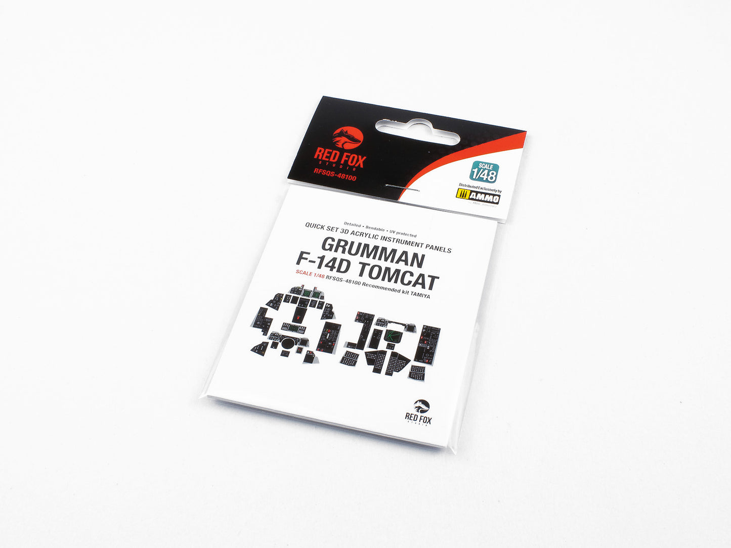 Red Fox Studio RFSQS-48100 1/48 F-14D Tomcat Cockpit Set – pre-coloured 3D resin panels for Tamiya kit with advanced digital cockpit detail.