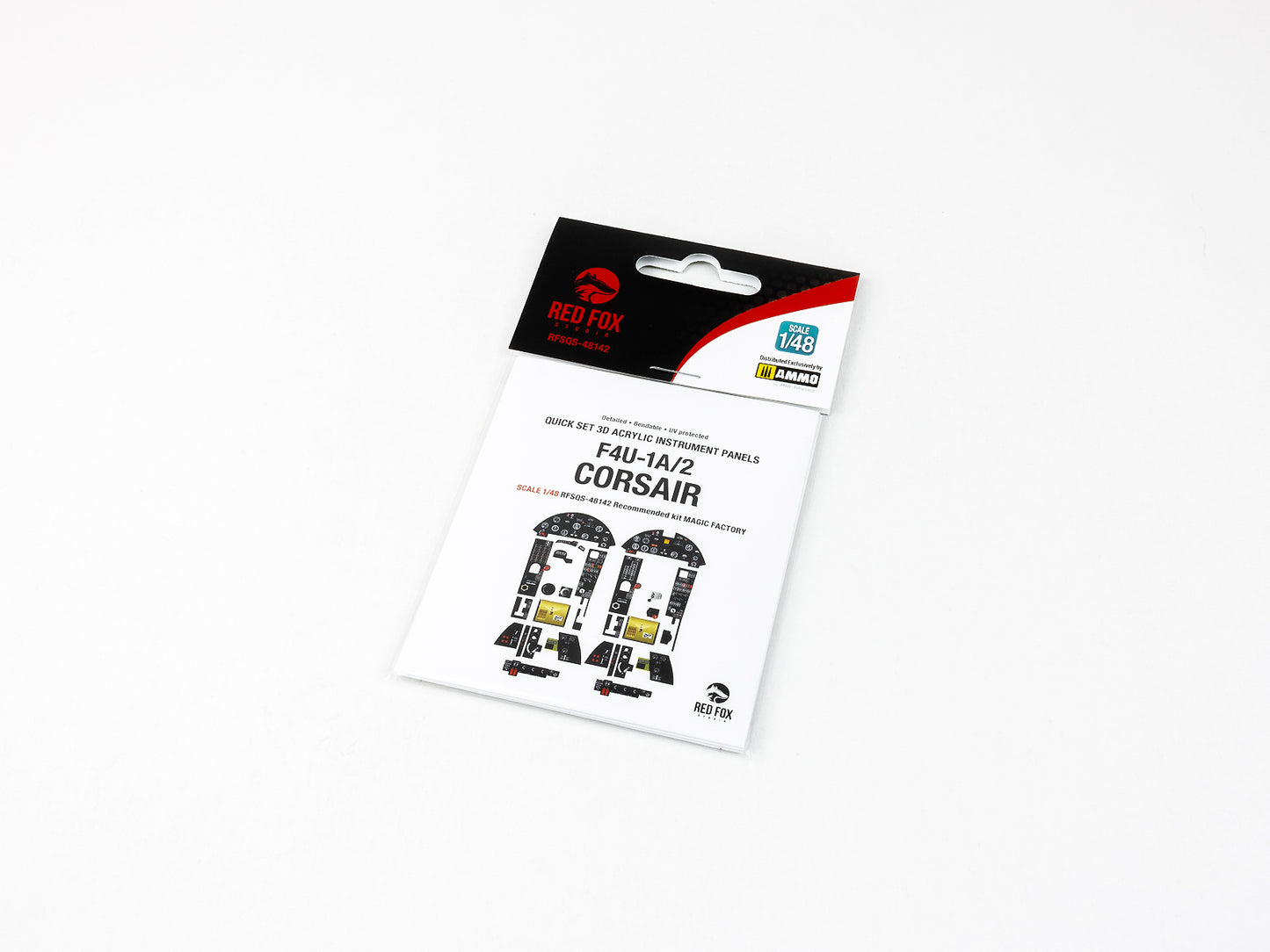 Red Fox Studio RFSQS-48142 1/48 F4U-1A/2 Corsair Cockpit Set – pre-coloured 3D resin panels for Magic Factory kit with US Navy/USMC cockpit detail.