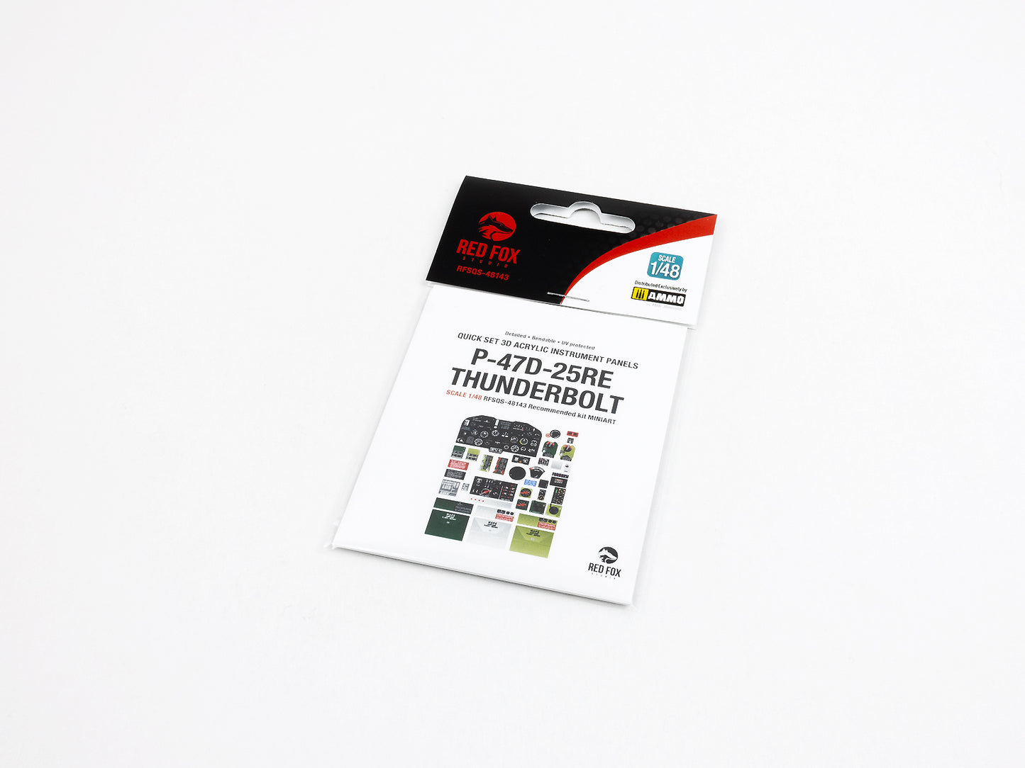 Red Fox Studio RFSQS-48143 1/48 P-47D-25RE Thunderbolt Cockpit Set – pre-coloured 3D resin panels for MiniArt kit with USAAF cockpit detail.