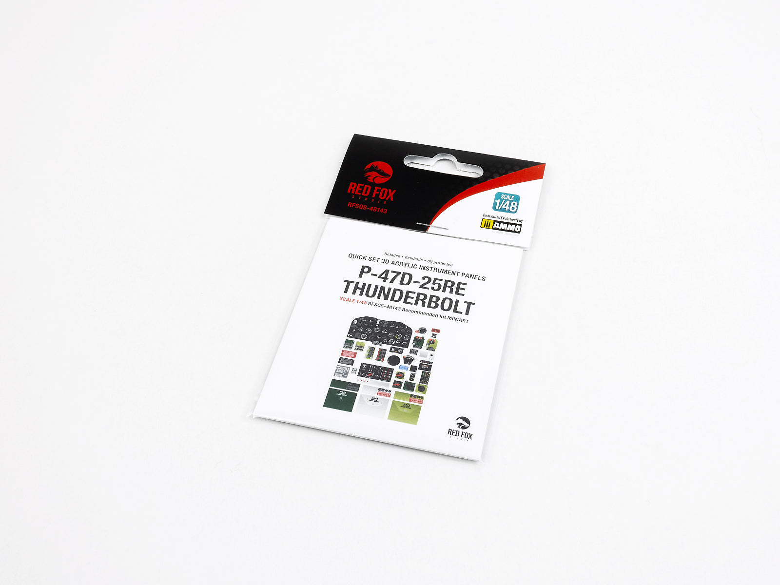 Red Fox Studio RFSQS-48143 1/48 P-47D-25RE Thunderbolt Cockpit Set – pre-coloured 3D resin panels for MiniArt kit with USAAF cockpit detail.