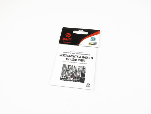 Red Fox Studio RFSQS-48182 1/48 USAF WWII Instruments & Gauges Set – pre-coloured 3D resin cockpit instruments for USAAF aircraft.