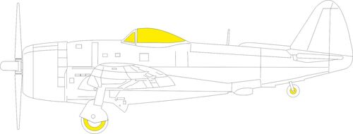 Eduard 1/48 P-47D-25 canopy and wheel mask set for MiniArt kit, featuring pre-cut kabuki tape for precise exterior masking.