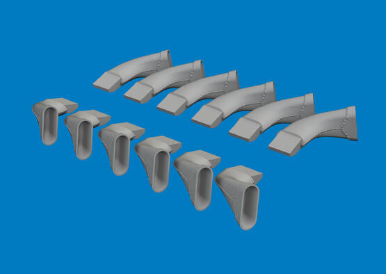 Eduard 1/24 Spitfire Mk.VIII PRINT Fishtail Exhausts – resin upgrade parts for Airfix scale model kit