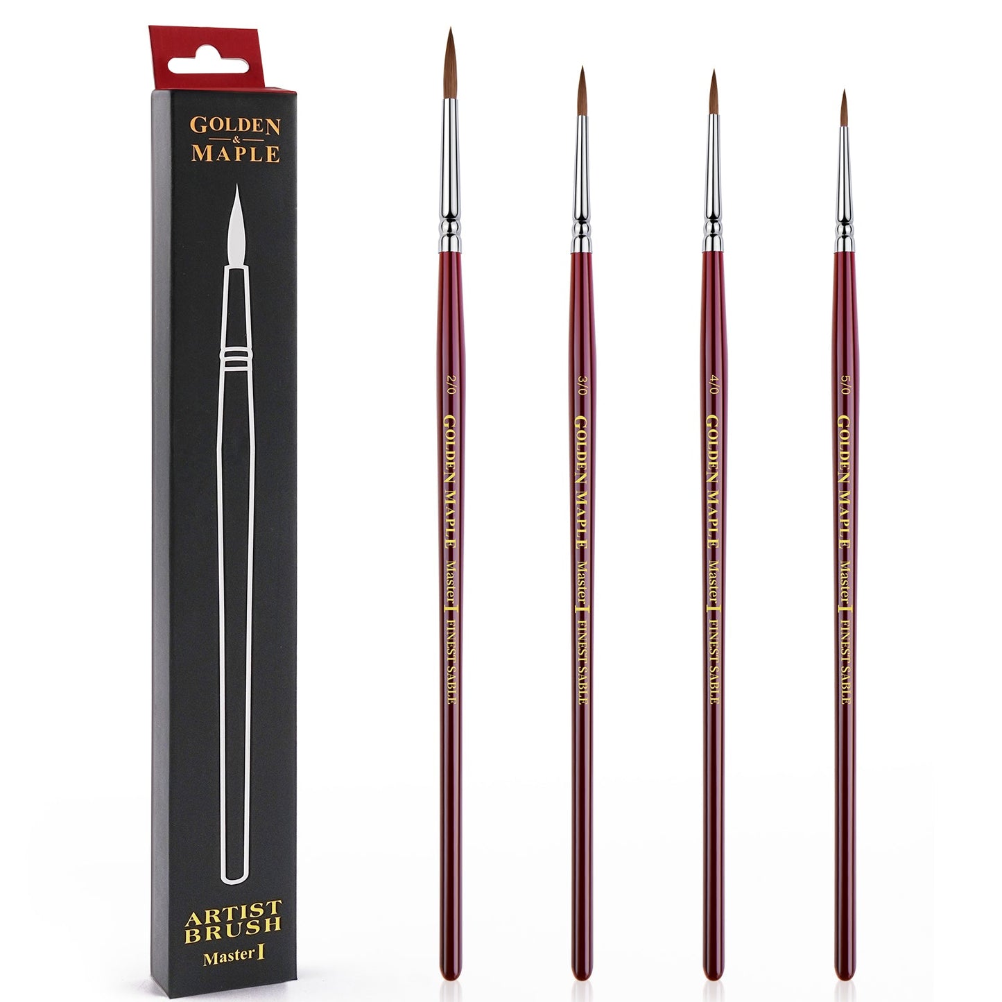 Golden Maple Master I Kolinsky Sable Miniature Detail Brush Set — premium natural sable detail brushes for miniature painting, scale models and fine detail work.
