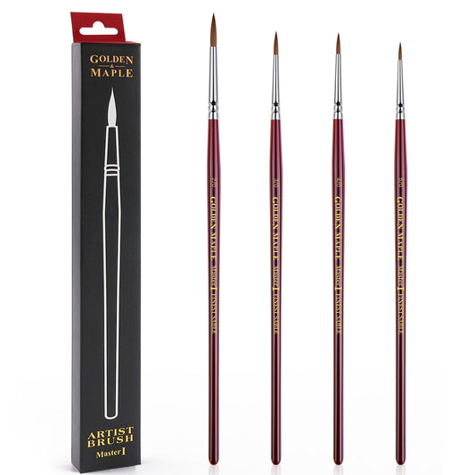 Golden Maple Master I Kolinsky Sable Miniature Detail Brush Set — premium natural sable detail brushes for miniature painting, scale models and fine detail work.
