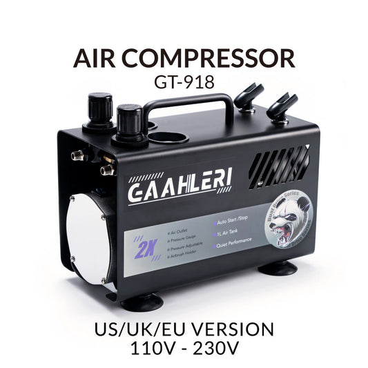 Gaahleri Dual Drive Series Airbrush Compressor GT-918 – Quiet, Dual-Outlet, 1 L Tank