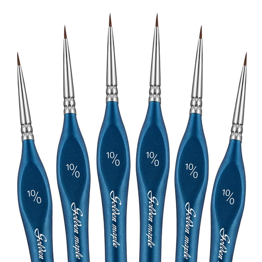 6PCS 10/0 Extra Fine Detail Miniature Paint Brushes — ultra-fine detail brushes for 40K, D&D, and small-scale model painting.