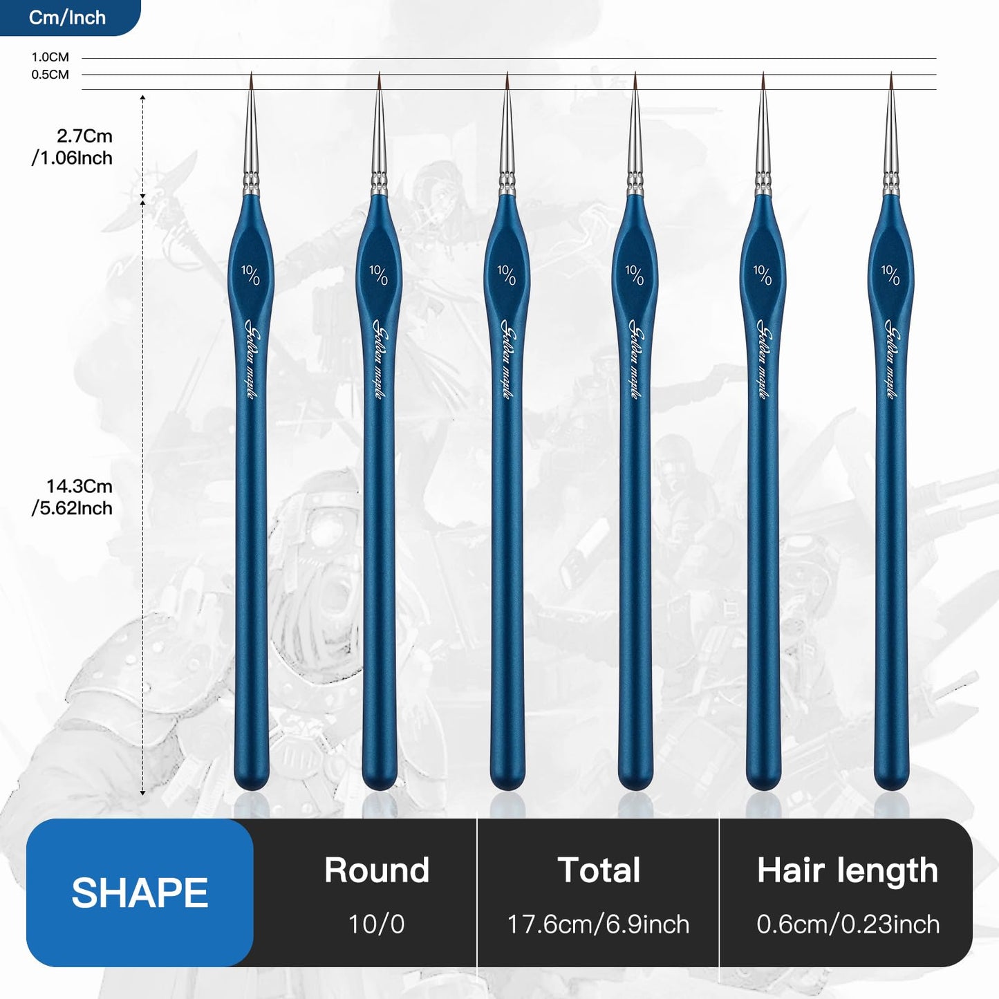 Golden Maple 6PCS 10/0 Extra Fine Detail Miniature Paint Brush Set