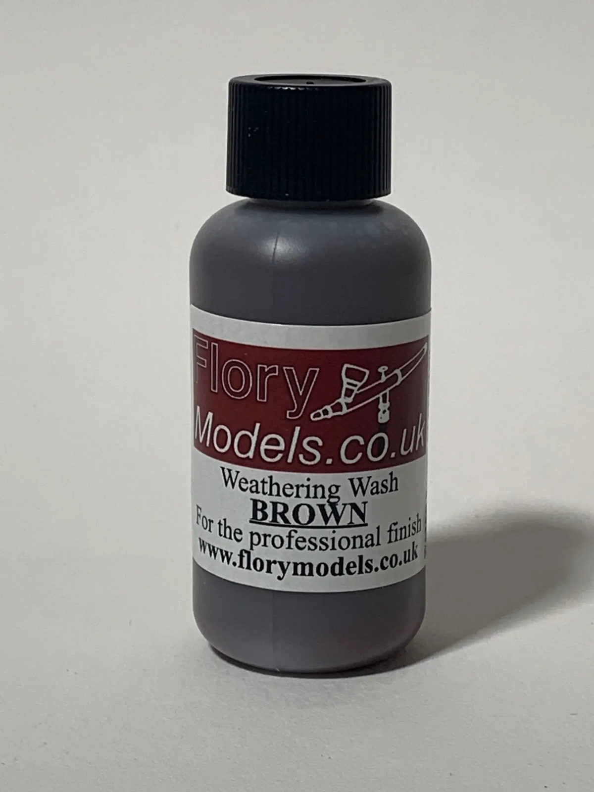 Flory Models Mud Brown Weathering Wash FMW004 bottle for creating realistic mud and dirt effects on scale models