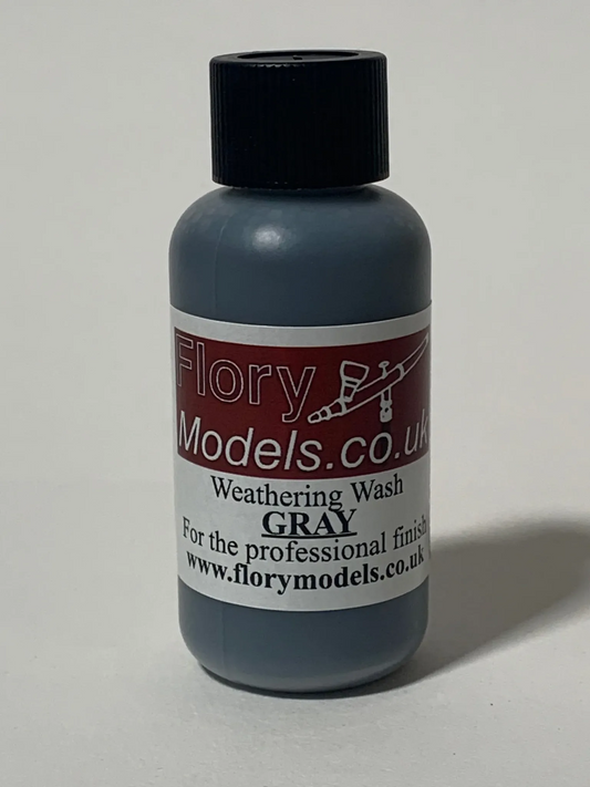 Flory Models Concrete Gray Weathering Wash FMW007 bottle for neutral grey shading and weathering on scale models