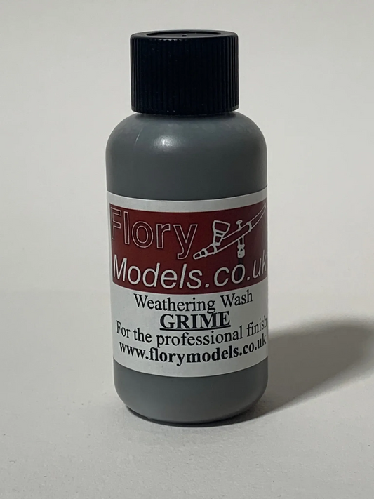 Flory Models Grime Weathering Wash FMW008 bottle for neutral grime and weathering effects on scale models