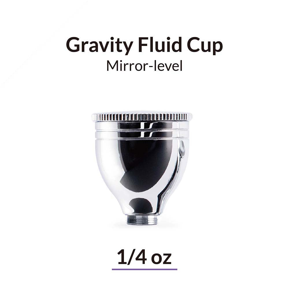 Gaahleri Mirror Level Gravity Fluid Cup ¼ oz (7 ml) – replacement gravity-feed cup with mirror finish for Gaahleri ACE-Series airbrushes.