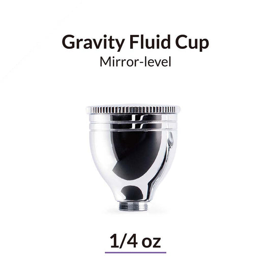 Gaahleri Mirror Level Gravity Fluid Cup ¼ oz (7 ml) – replacement gravity-feed cup with mirror finish for Gaahleri ACE-Series airbrushes.