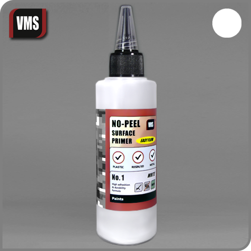 VMS No-Peel Primer No. 01 White – 100ml bottle for precise model priming