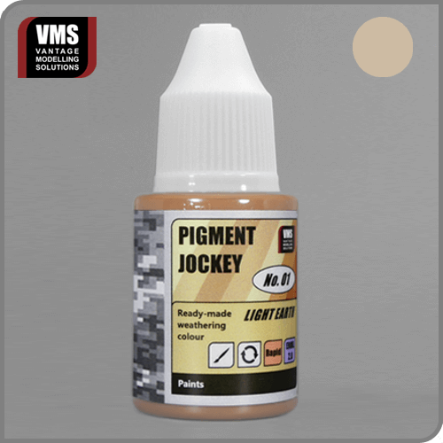Pigment Jockey No. 01 Light Earth: "VMS Pigment Jockey No. 01 Light Earth – Reversible weathering liquid for realistic light earth effects on scale models."