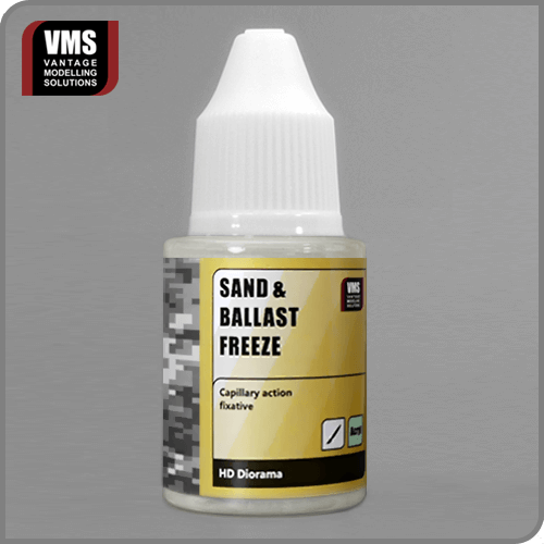 VMS Sand & Ballast Freeze 30ml Bottle: "VMS Sand & Ballast Freeze – 30ml bottle of capillary action adhesive for bonding sand and gravel in scale model terrains."