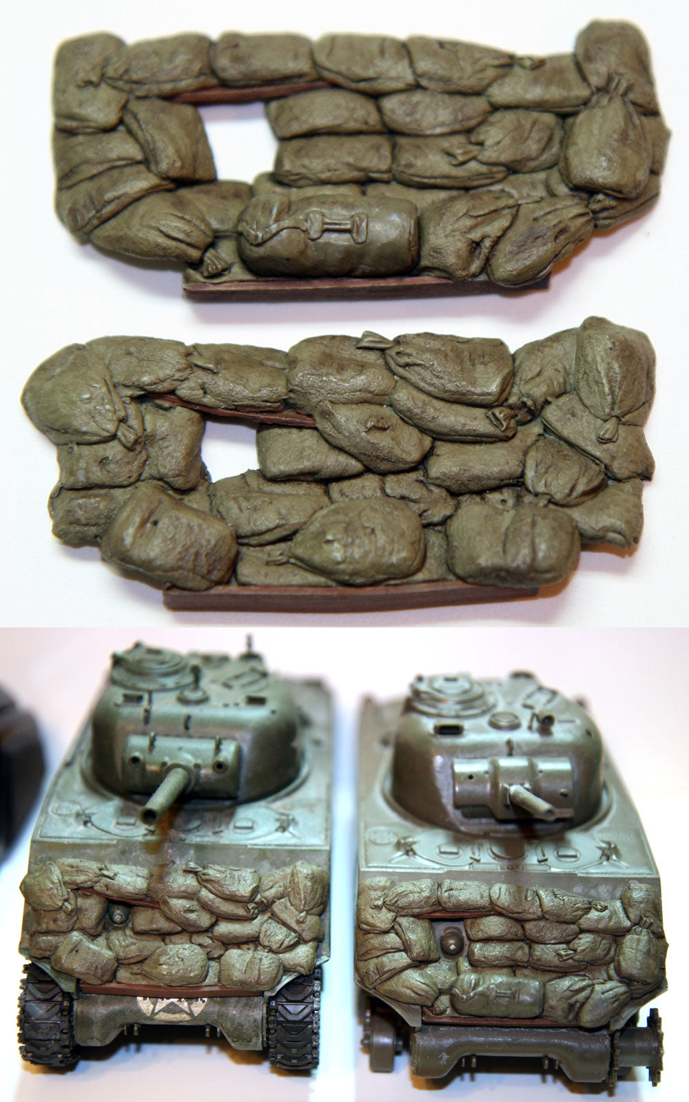 “Value Gear SB001 Sherman M4A3 Sandbag Fronts – 2 resin pieces for 1/35 scale Sherman tanks.”