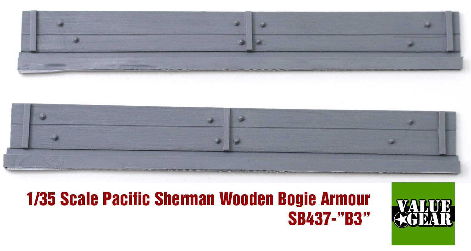 Value Gear SB437 Sherman M4A3 Bogies Wood Armor – resin set for 1/35 scale Shermans.”