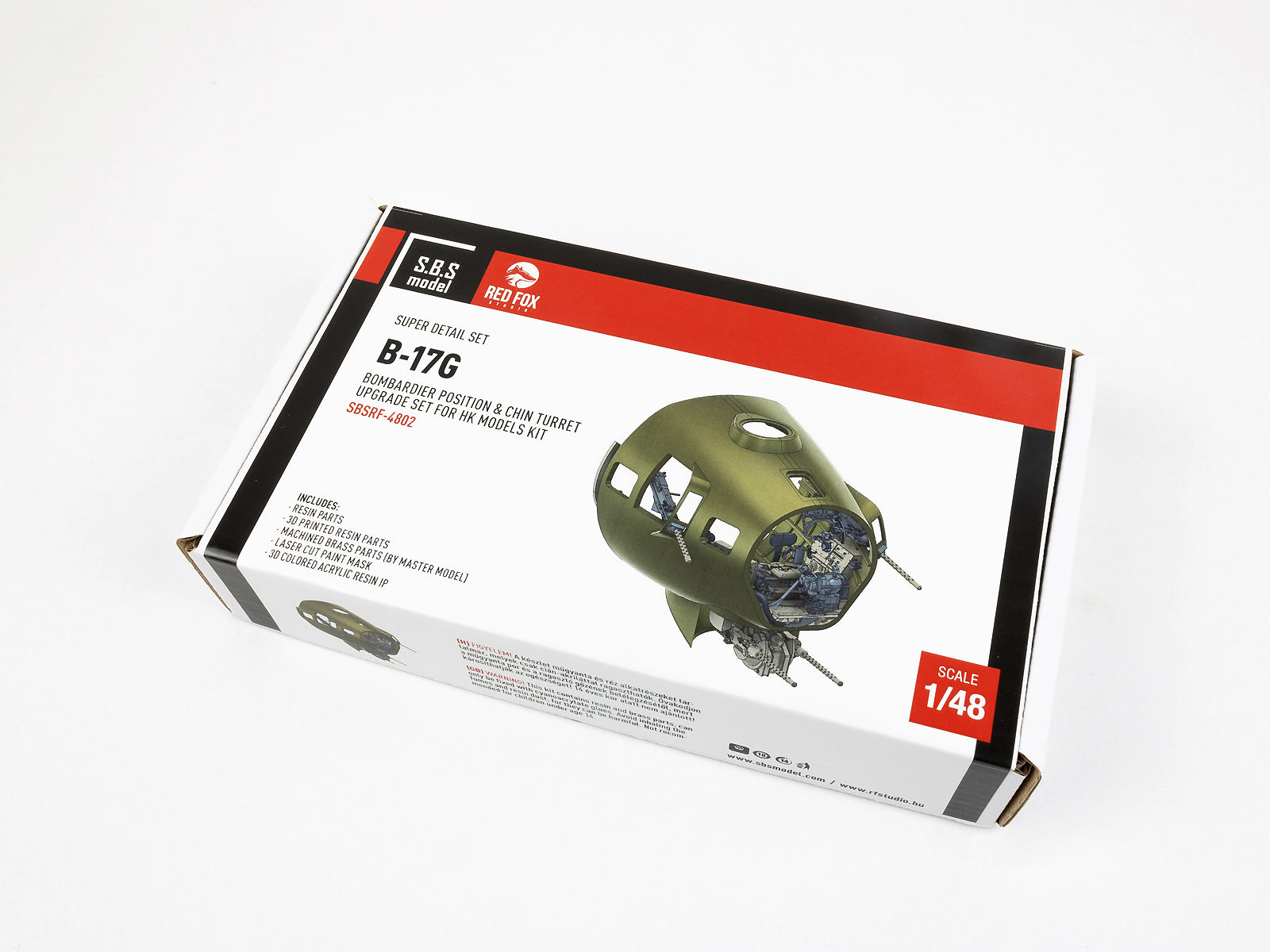 Red Fox Studio 1/48 B-17G Bombardier & Chin Turret Detail Set – pre-coloured 3D resin upgrade for HK Models kit.