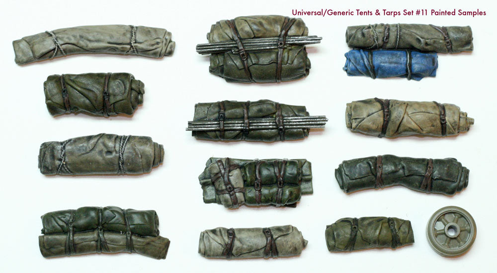 Value Gear VG11 Tents & Tarps #11 resin stowage set – 12 pieces for 1/35 scale military dioramas and vehicles.