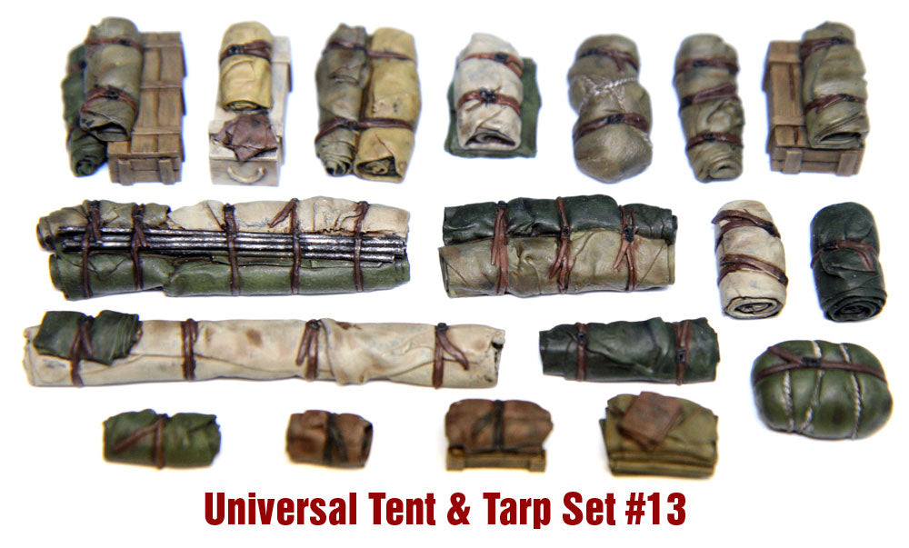 Value Gear VG13 Tents & Tarps #13 resin accessory set – 18 pieces for 1/35 scale military vehicles and dioramas