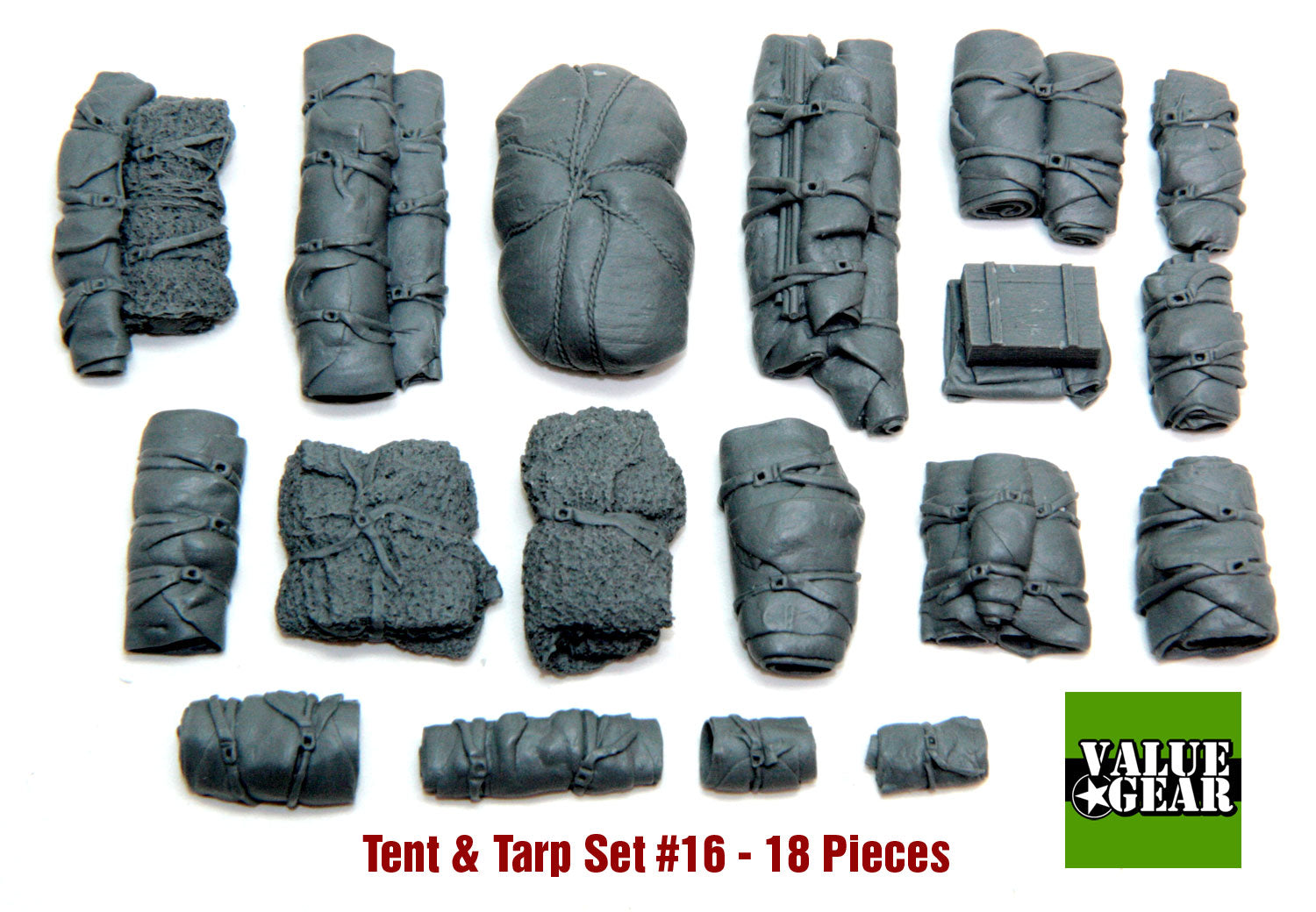 Value Gear VG16 Tents & Tarps #16 resin accessory set – 18 pieces for 1/35 scale armor models and dioramas
