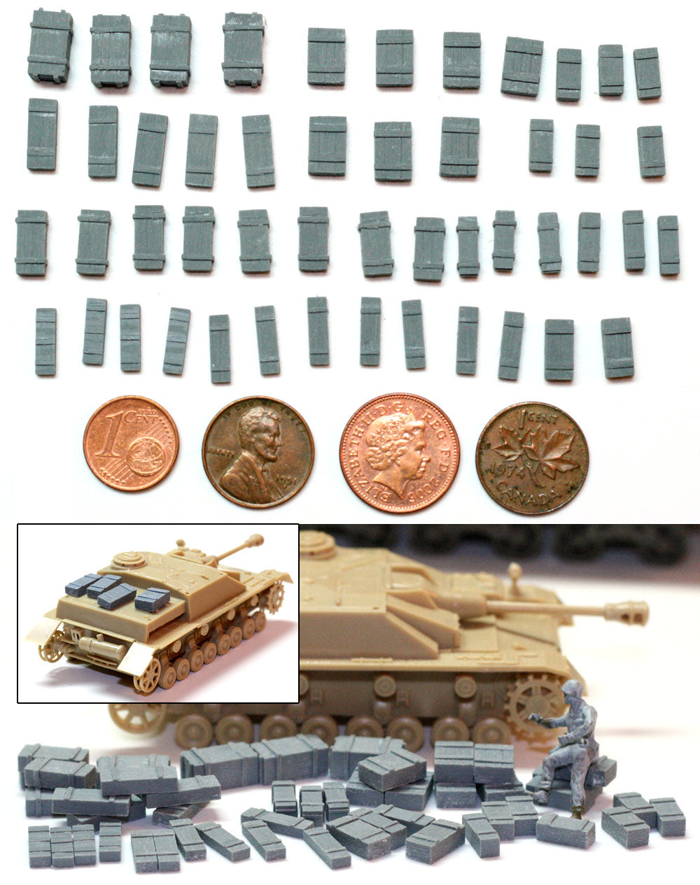 Value Gear 720C1 Crates Set #1 – 49 resin wooden crates for 1/72 scale vehicles and dioramas.”