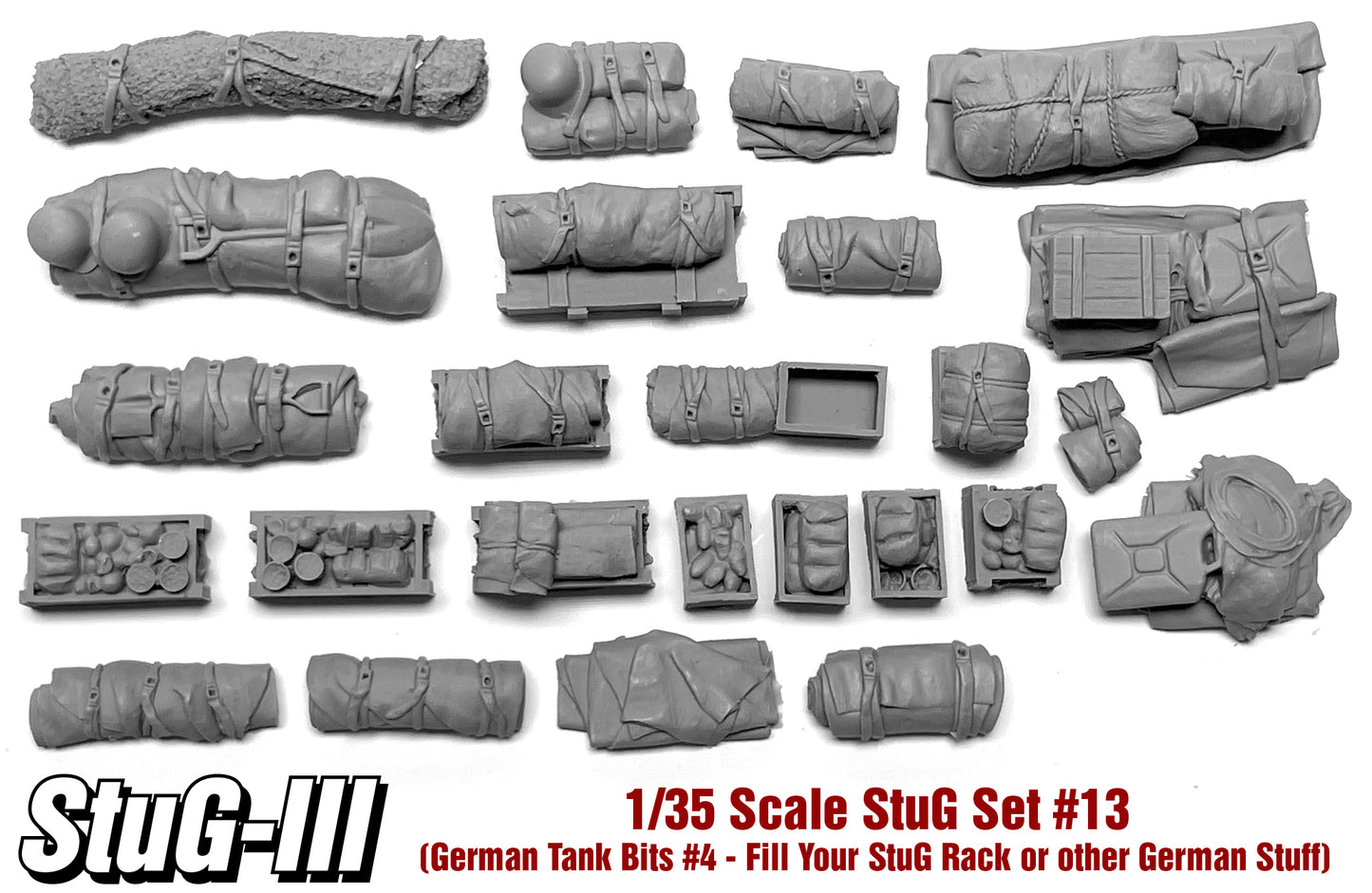 Value Gear STG13 German Tank Bits – 24 resin accessory pieces for 1/35 scale German vehicles.