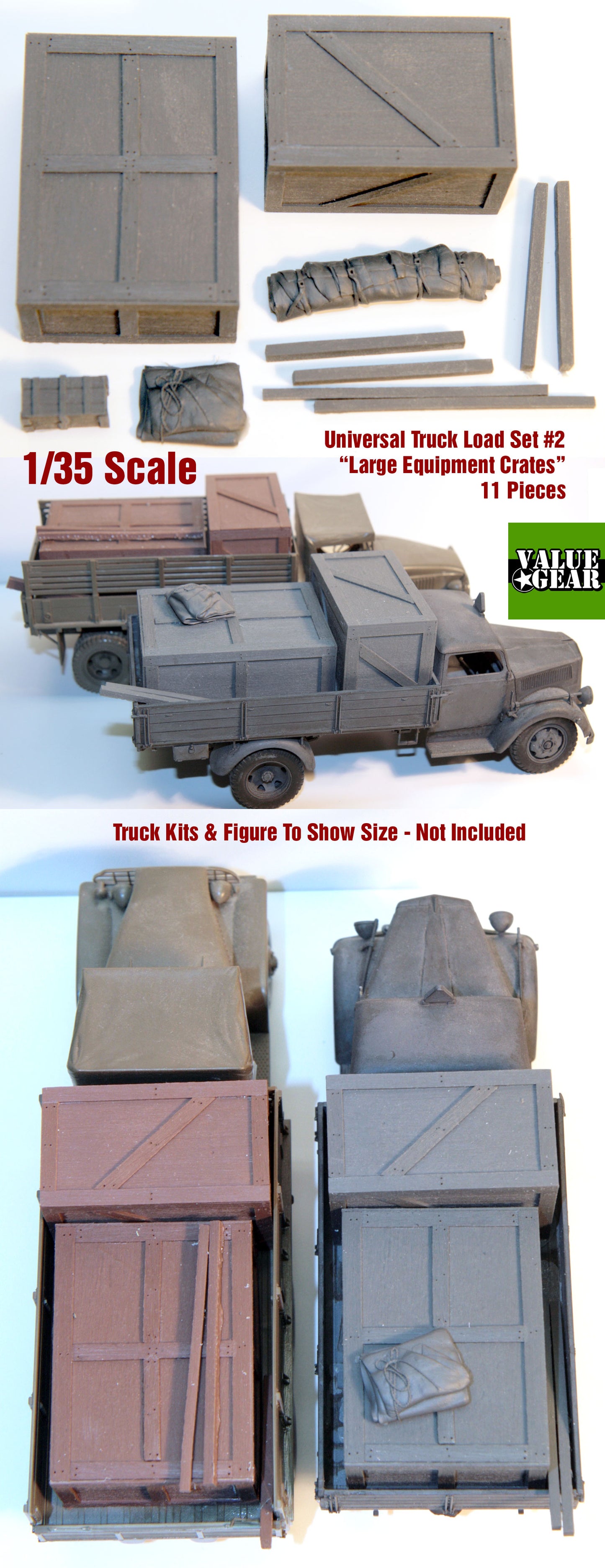 Value Gear GUT02 Universal/Generic Truckload resin stowage set – assorted gear and crates for 1/35 scale trucks