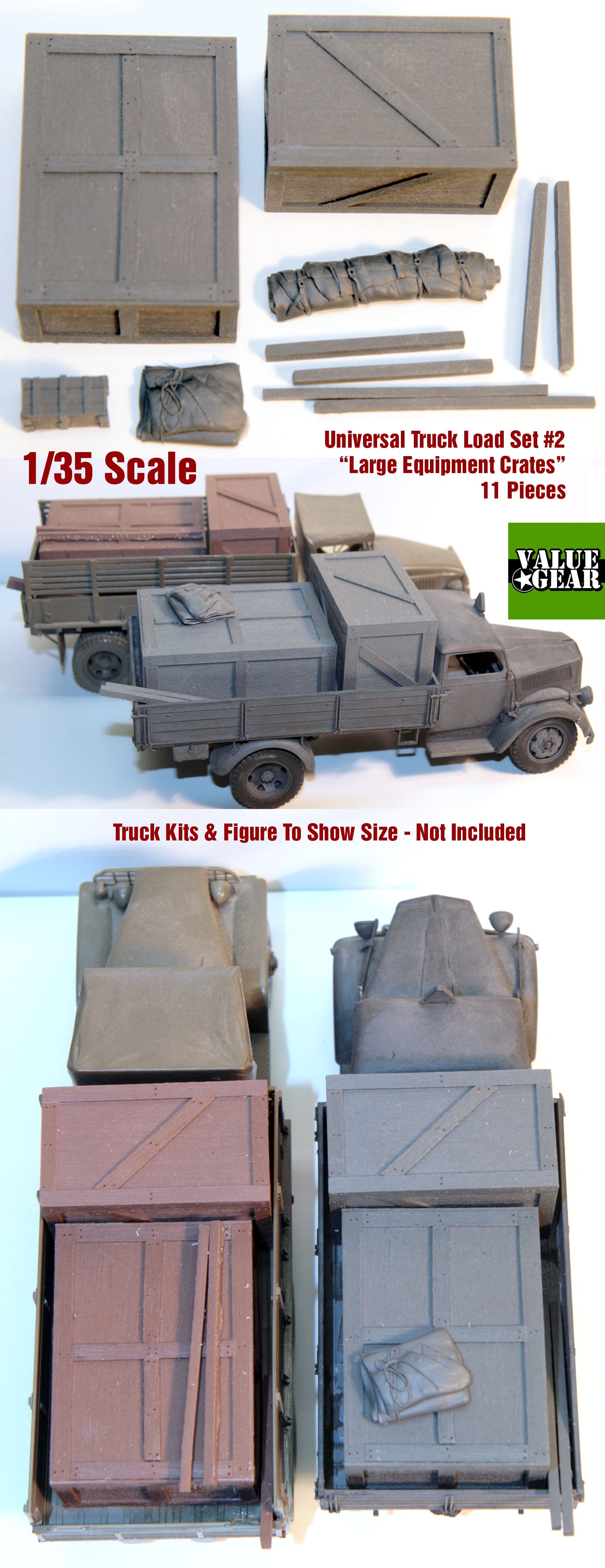 Value Gear GUT02 Universal/Generic Truckload resin stowage set – assorted gear and crates for 1/35 scale trucks
