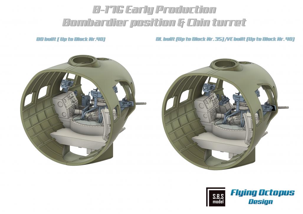 Red Fox Studio 1/48 B-17G Bombardier Position & Chin Turret Upgrade Detail Set for HK Models SBSRF-4802