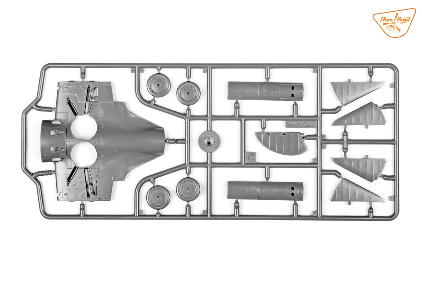 Clear Prop Models 1/48 I-16 Type 5 (Early Version) sprue containing rudder, elevators, wheels and lower wing/landing gear  wells