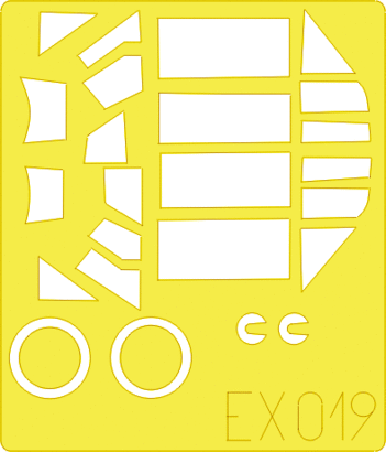 Eduard 1/48 Bf 109E-3 canopy and wheel mask set with pre-cut kabuki tape designed for the Tamiya kit.