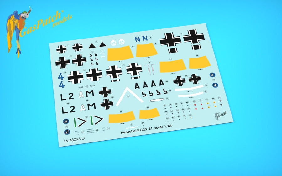 GasPatch Models 1/48 Henschel Hs123B-1 decal sheet