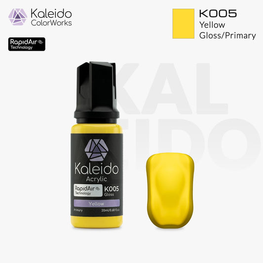 “Kaleido Colorworks K005 Yellow 20 ml bottle – water-based airbrush paint”