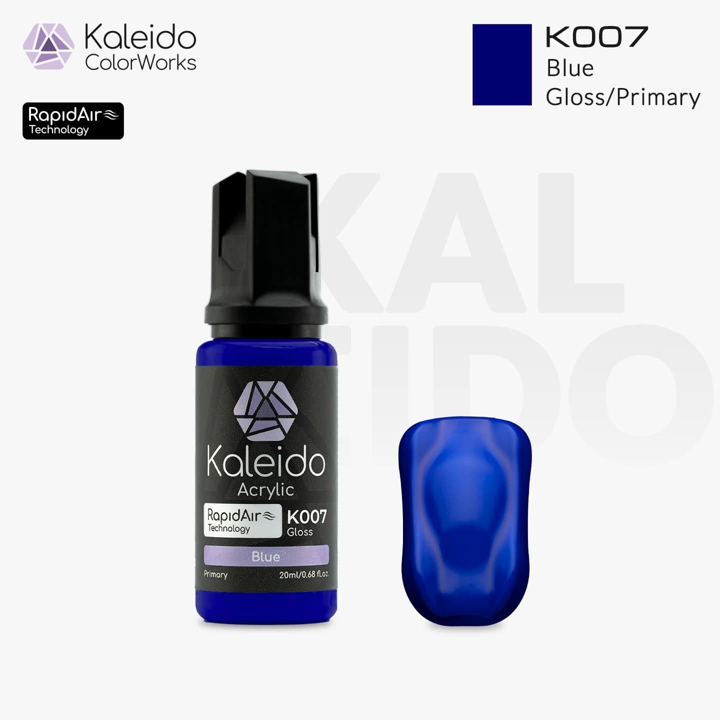 “Kaleido Colorworks K007 Blue 20 ml bottle – water-based acrylic airbrush paint for scale models”