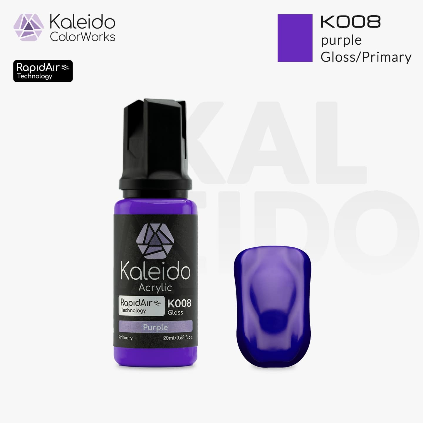 “Kaleido Colorworks K008 Purple 20 ml bottle – water-based acrylic airbrush paint”