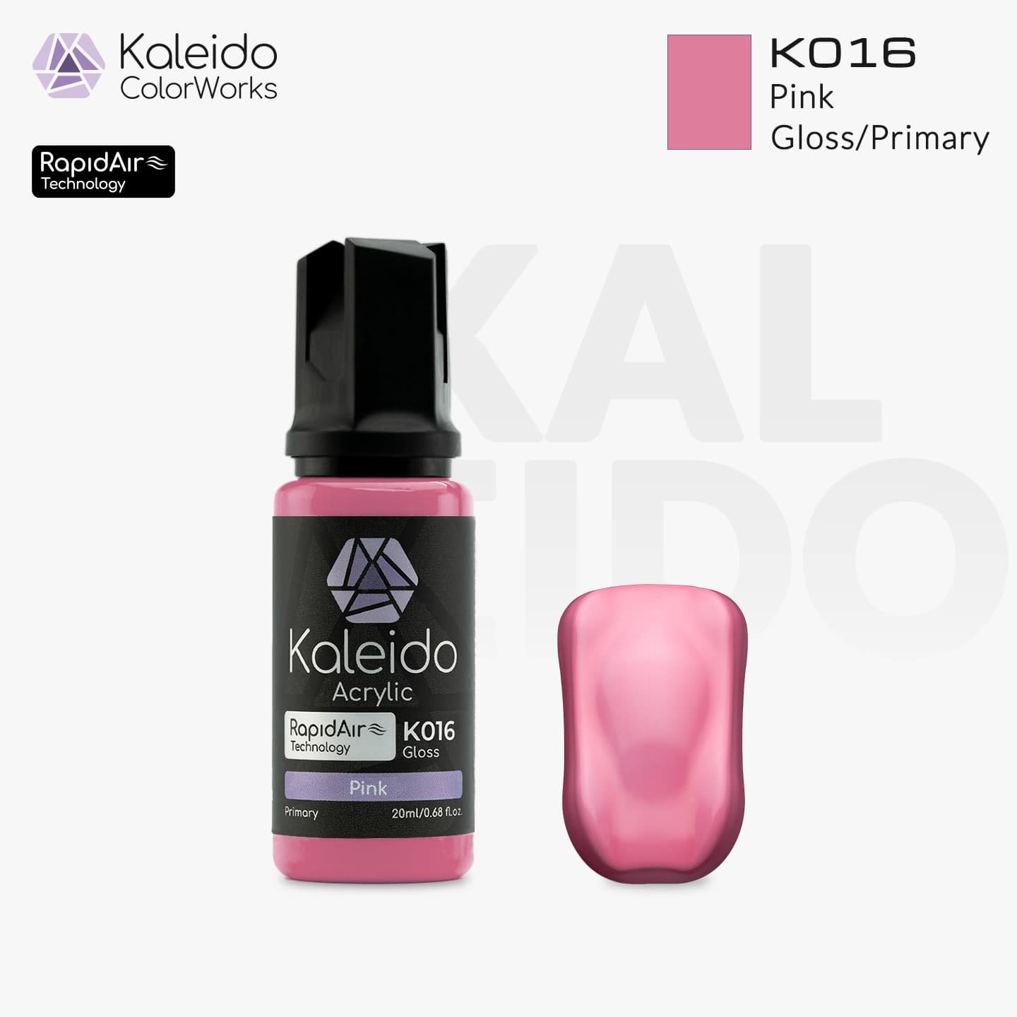 “Kaleido Colorworks K016 Pink 20 ml bottle – water-based acrylic airbrush paint for scale models”