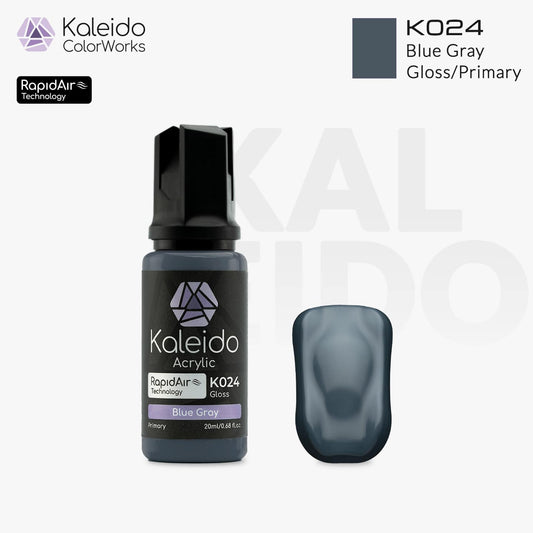 “Kaleido Colorworks K024 Blue Gray 20 ml bottle – water-based acrylic airbrush paint for scale models”