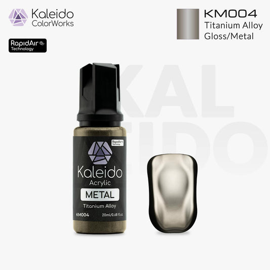 “Kaleido Colorworks KM004 Titanium Alloy 20 ml bottle – water-based metallic acrylic airbrush paint for scale models
