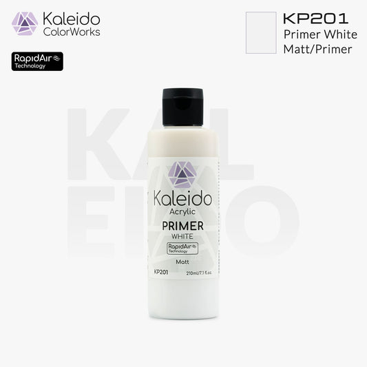 “Kaleido Colorworks KP201 Primer White 210ml bottle – water-based model primer”