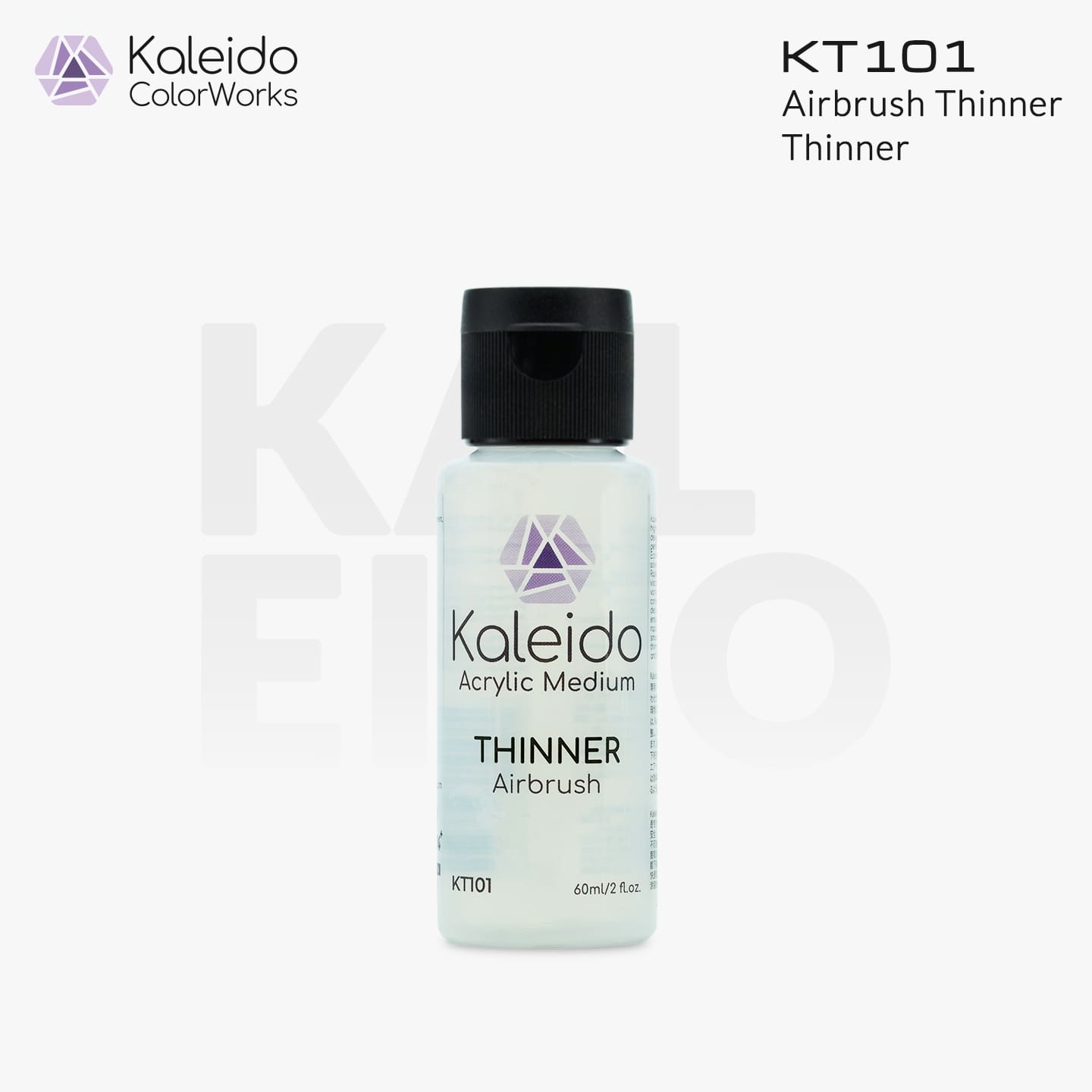 “KT101 Airbrush Thinner 60 ml bottle — water-based acrylic thinner for airbrushing hobby models and miniatures”