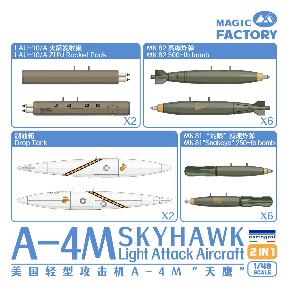 Magic Factory 1/48 A-4M Skyhawk Light Attack Aircraft weapon options 